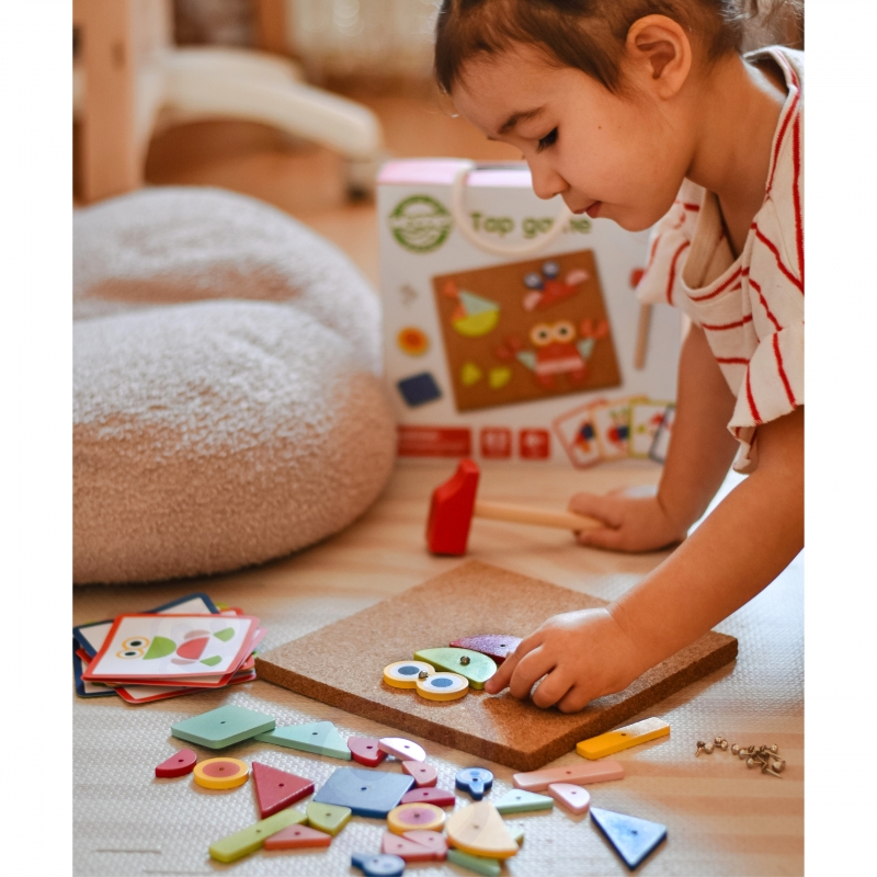 WOOPIE GREEN Drewniana Przybijanka z Młotkiem Układanka 20 wzorów 82 el. Certyfikat FSC - obrazek 11