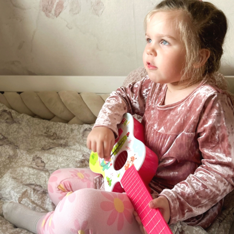 WOOPIE Gitara Akustyczna dla Dzieci Różowa 55 cm - obrazek 2