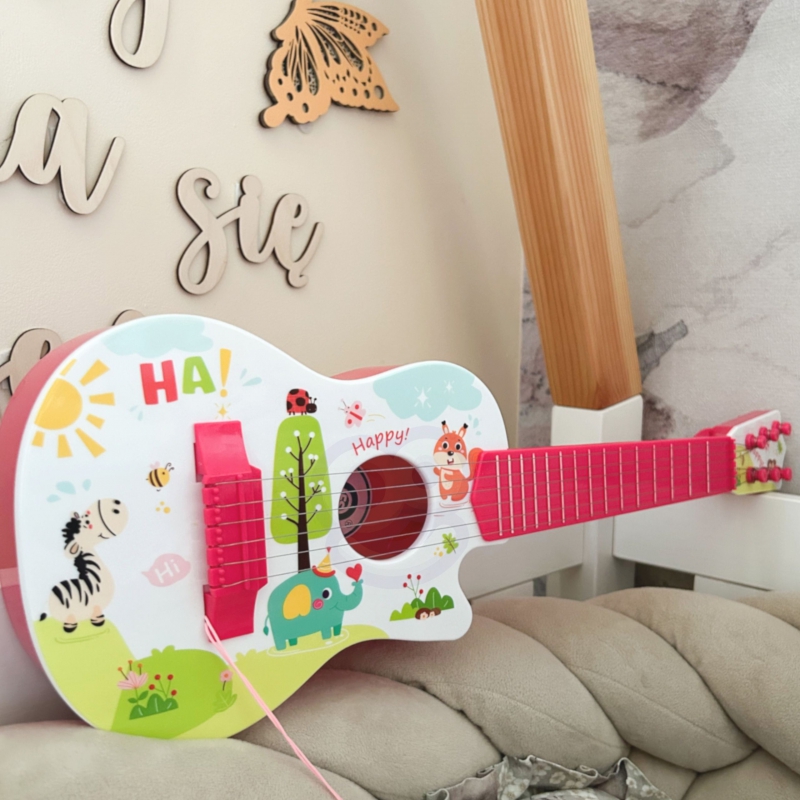 WOOPIE Gitara Akustyczna dla Dzieci Różowa 55 cm - obrazek 3