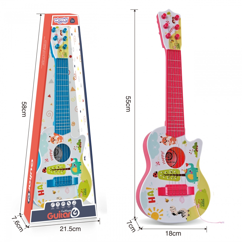 WOOPIE Gitara Akustyczna dla Dzieci Różowa 55 cm - obrazek 6