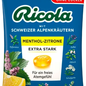 Ricola Menthol Zitrone Extra Stark Cukierki bez Cukru 75 g