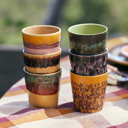 HKliving - Zestaw 6 kubków ceramicznych Valley 70s 230ml - obrazek 4