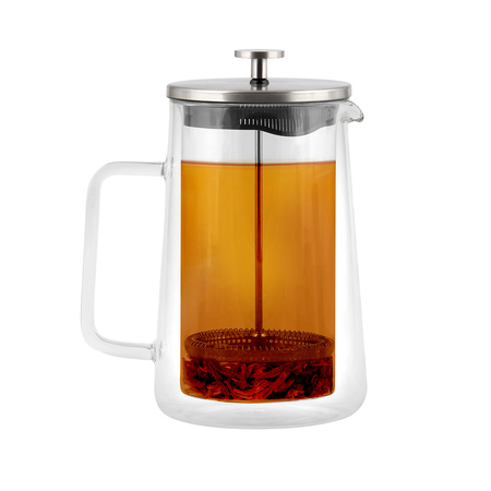 Vialli Design french press DIVA szklany z podwójną ścianką 1l srebrny mat - obrazek 6