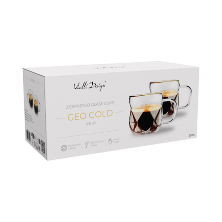 Vialli Design - filiżanki do espresso Geo Gold 120 ml - obrazek 5