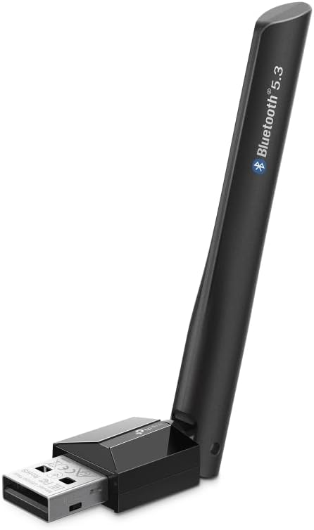 TP-Link UB500 Plus – Adapter Bluetooth 5.3 USB z anteną zewnętrzną, zasięg do 20 m, obsługa 7 urządzeń jednocześnie, Plug & Play, Kompatybilność z Windows 11/10/8.1/7