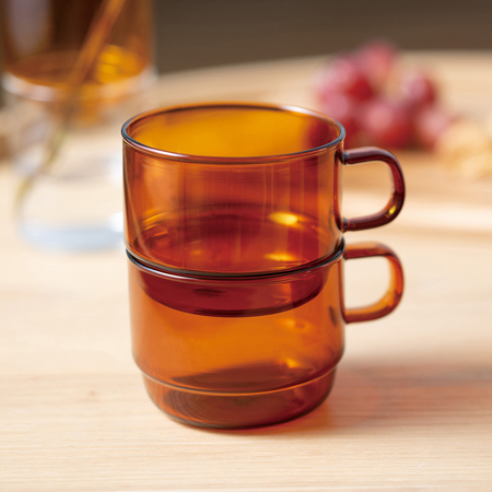 Hario - Colors Stacking Mug Cup - Szklany kubek bursztynowy 300ml - obrazek 4