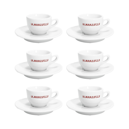 La Marzocco - zestaw 6 filiżanek ze spodkami do espresso Linea 65 ml - biały
