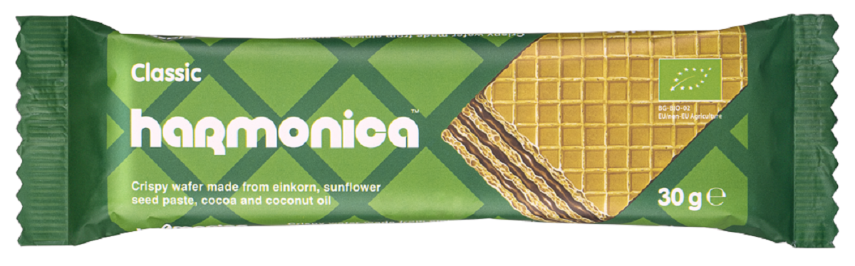 WAFELEK Z SAMOPSZY Z KREMEM MLECZNO - KAKAOWYM BIO 30 g - HARMONICA