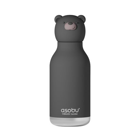 Asobu - Bestie Czarny Miś - Butelka termiczna ze słomką 460 ml