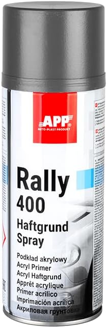 APP Rally 400 Haftgrund Spray - Podkład akrylowy | szary | 400ml | Przyklejający się podkład o bardzo dobrej przyczepności | Spray podkład do metalu, karoserii, tworzyw sztucznych, drewna