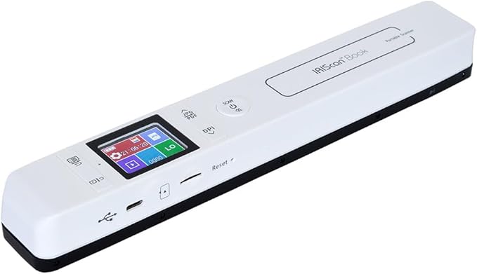 IRIScan Book regle przenośny skaner akumulatorowy - v7: Skaner dokumentów a4, darmowy edytor PDF, skanowanie do Worda, PDF, XLS, karta SD, skanowanie przez USB, Win Mac