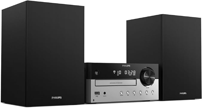 PHILIPS Micro Music System z Bluetooth (system HiFi, radio FM, USB, CD, MP3-CD, Audio-In, port USB do ładowania, głośniki Bass-Reflex, cyfrowe sterowanie dźwiękiem) – model 2020/2021, TAM4205/12 - obrazek 2