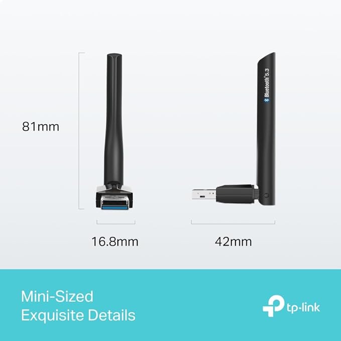 TP-Link UB500 Plus – Adapter Bluetooth 5.3 USB z anteną zewnętrzną, zasięg do 20 m, obsługa 7 urządzeń jednocześnie, Plug & Play, Kompatybilność z Windows 11/10/8.1/7 - obrazek 4