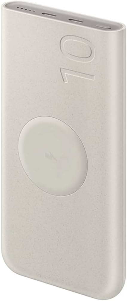 Samsung Przenośna bezprzewodowa ładowarka Power Bank Super Fast Charging 25 W, 10 000 mAh, 2 porty ładowania USB-C i bezprzewodowe ładowanie, kolor beżowy