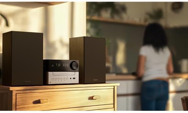 Philips Audio Mikrowieża hifi TAM3205M2, funkcja Bluetooth, odtwarzacz CD, USB, funkcja Auracast Radio FM, produkt w 85% wykonany z tworzywa sztucznego pochodzącego z recyklingu - obrazek 3