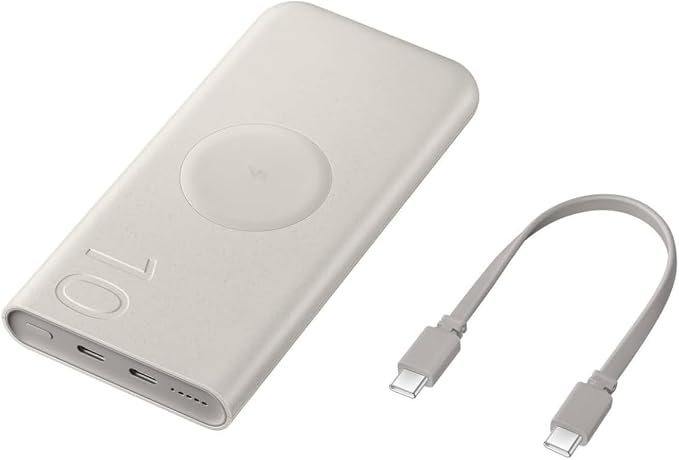 Samsung Przenośna bezprzewodowa ładowarka Power Bank Super Fast Charging 25 W, 10 000 mAh, 2 porty ładowania USB-C i bezprzewodowe ładowanie, kolor beżowy - obrazek 3