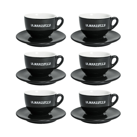 La Marzocco - zestaw 6 filiżanek ze spodkami do cappuccino Linea 210 ml - czarny