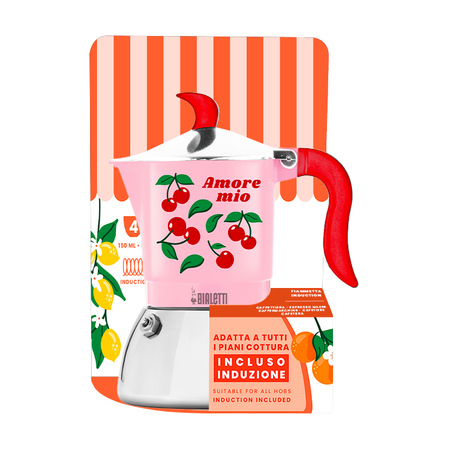 Bialetti - kawiarka Fiametta Induction Fruit Vibes 4tz - Różowa
