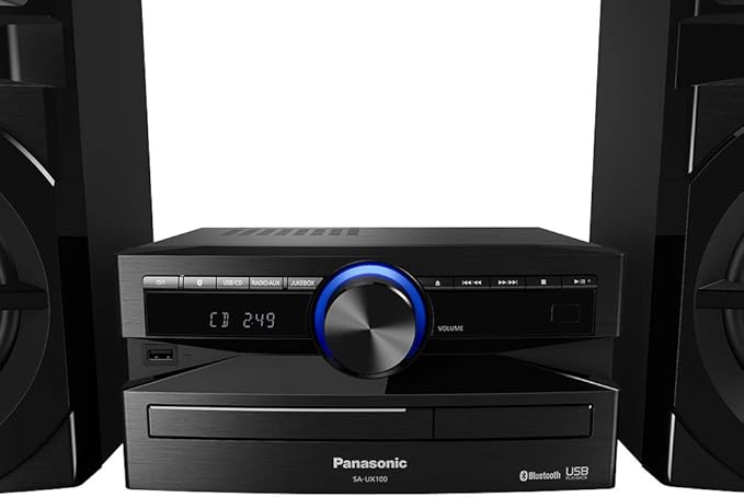 Panasonic SC-UX100 zestaw Power Audio (300W, 13cm głośnik niskotonowy, Bluetooth, CD, USB, FM, aplikacja MAX Juke, Local Preset Equalizer), czarny - obrazek 7