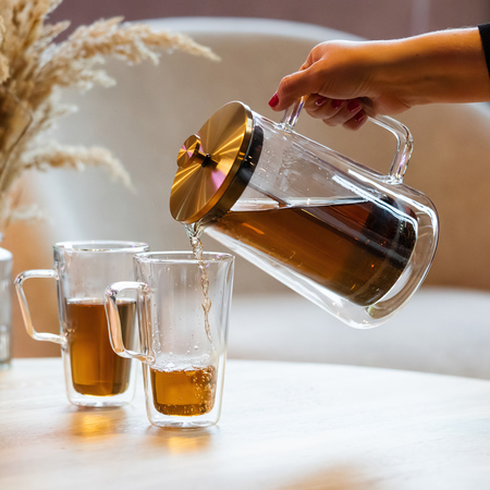 Vialli Design french press DIVA szklany z podwójną ścianką 1l złoty matowy - obrazek 5