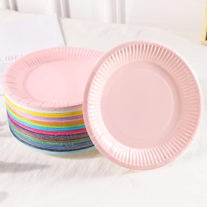 PIQIUQIU 70 sztuk kolorowych talerzy papierowych DIY - obrazek 4