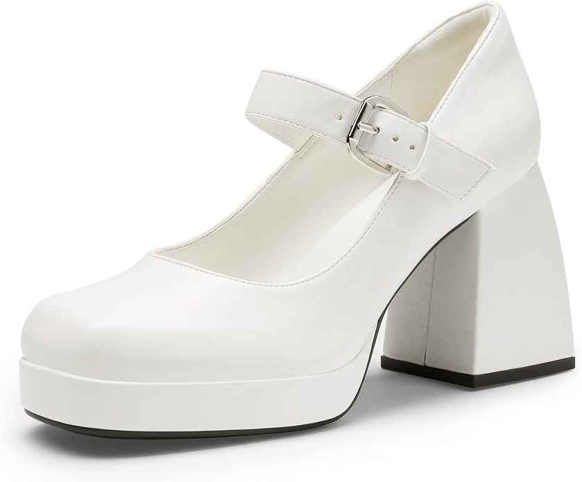 DREAM PAIRS Damskie wysokie grube platformy zamknięte palce Mary