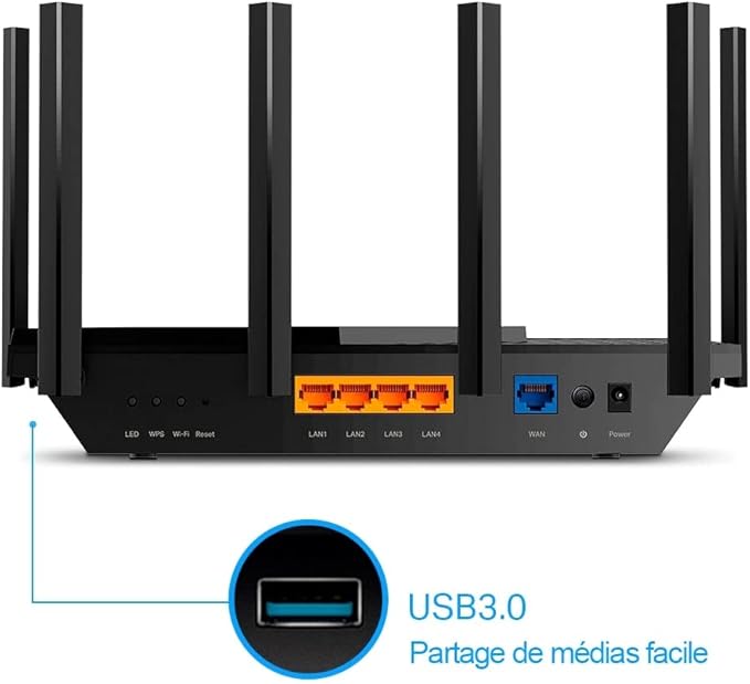 TP-Link Archer AX73 Router WiFi 6 – AX5400 Dwuzakresowy (5 GHz 4804 Mb/s + 2.4 GHz 574 Mb/s), MU-MIMO, OFDMA, 6 Anten, HomeShield, USB 3.0, Porty Gigabitowe - obrazek 4