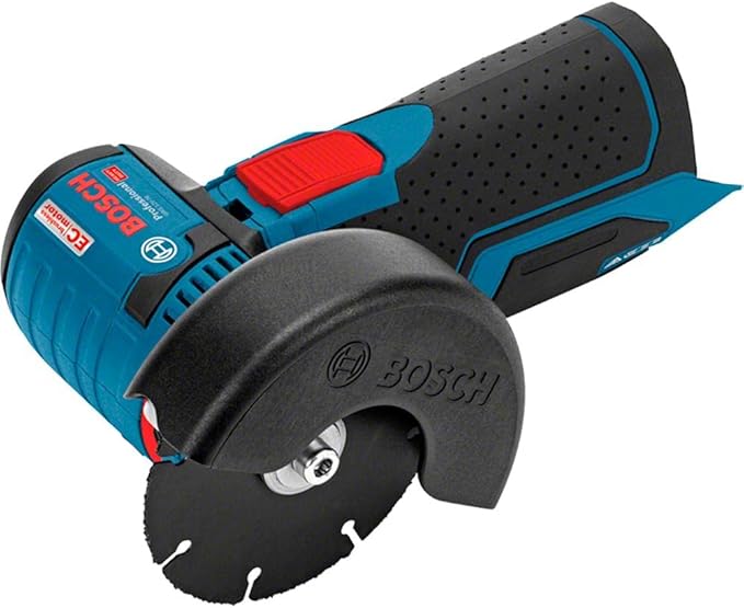 Bosch Professional system 12V: akumulatorowa szlifierka kątowa GWS 12V-76 (1 tarcza tnąca z węglików spiekanych, 2 tarcze tnące Inox, osłona) - obrazek 4