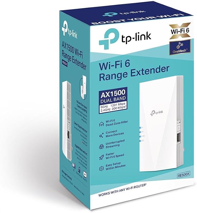 TP-Link RE500X | Wzmacniacz Sygnału Wi-Fi 6 AX1500 | Dwupasmowy (5 GHz i 2,4 GHz) | Port Gigabit Ethernet | Kompatybilny z OneMesh | Tryb Punktu Dostępowego | Aplikacja Tether - obrazek 2