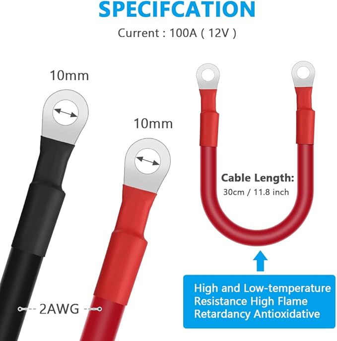 URAQT Kabel Akumulatora 2 Sztuki 35mm² 30cm Kabel Akumulatora - obrazek 3