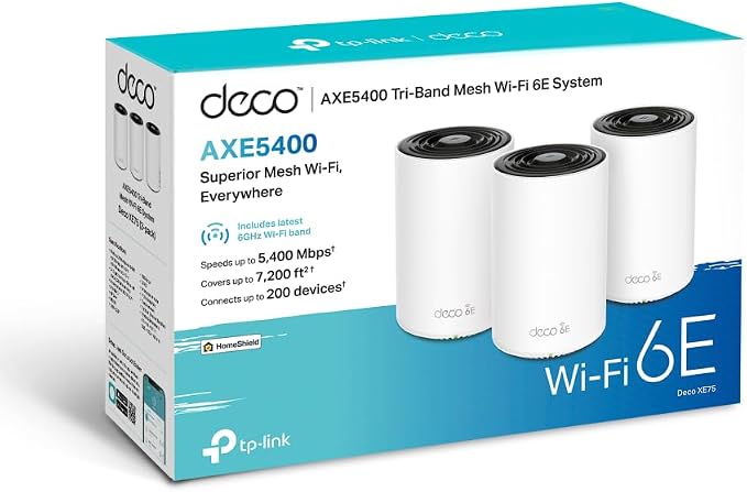 TP-Link Deco XE75 (3 szt.) – System Mesh Wi-Fi 6E AXE5400, trzy pasma, 6GHz, Mesh AI, port 2.5G, zasięg do 670m² – do domu inteligentnego i streamingu 8K - obrazek 4