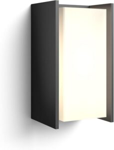 Philips Hue White Kinkiet zewnętrzny Turaco W zestawie z żarówką E27 LED Ciepłe białe światło (2700 K) Zasilanie sieciowe Inteligentne sterowanie dzięki mostkowi Hue*