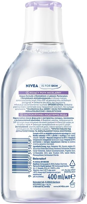 NIVEA Kojący płyn micelarny dla cery wrażliwej i nadwrażliwej - obrazek 3