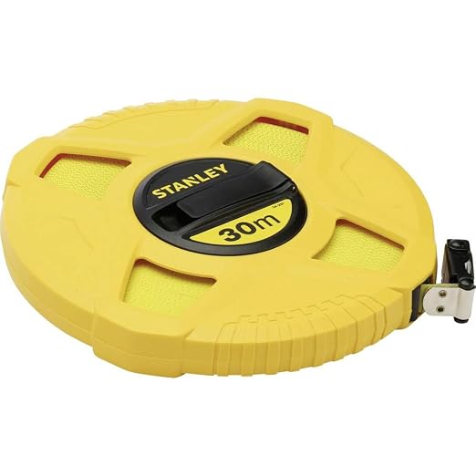 STANLEY Wytrzymały Taśma długa 30m x 12,5mm cerrada fibra vidrio dla profesjonalistów i majsterkowiczów do codziennego użytku 30m 12,5mm | Odporny na korozję, zamknięta obudowa ABS, wysoka precyzja, trwała powłoka