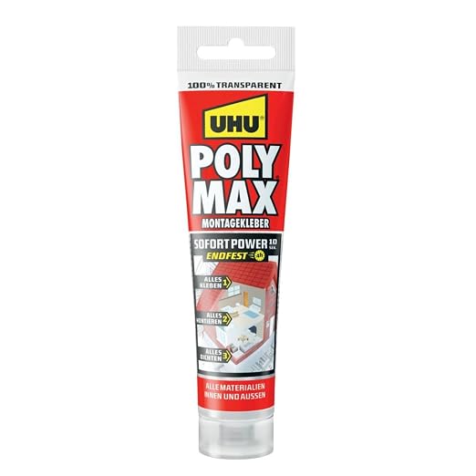 UHU 47260 Poly MAX 10 SEK Instant Power przezroczysty klej montażowy