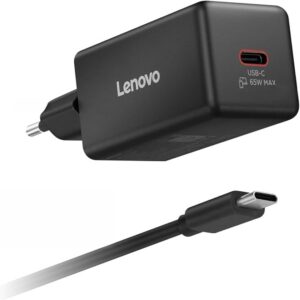 Lenovo Ładowarka 65 W Mini USB-C GaN Charger, kompaktowa ładowarka z 1 portem USB-C 65 W i odłączanym kablem o długości 2 m do notebooków i urządzeń mobilnych