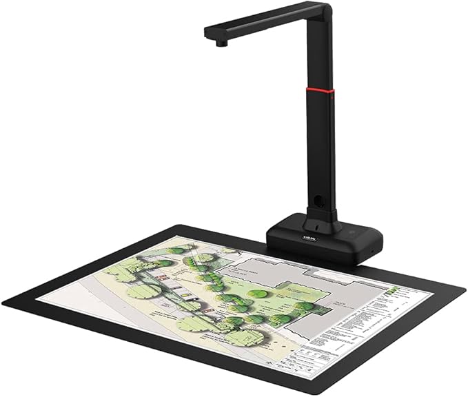 VIISAN S21 A2 Skaner napowietrzny, 23 MP i 600 dpi, automatyczna korekta strony, OCR w ponad 130 językach, światło LED, idealny do archiwizacji, szkoły i biura