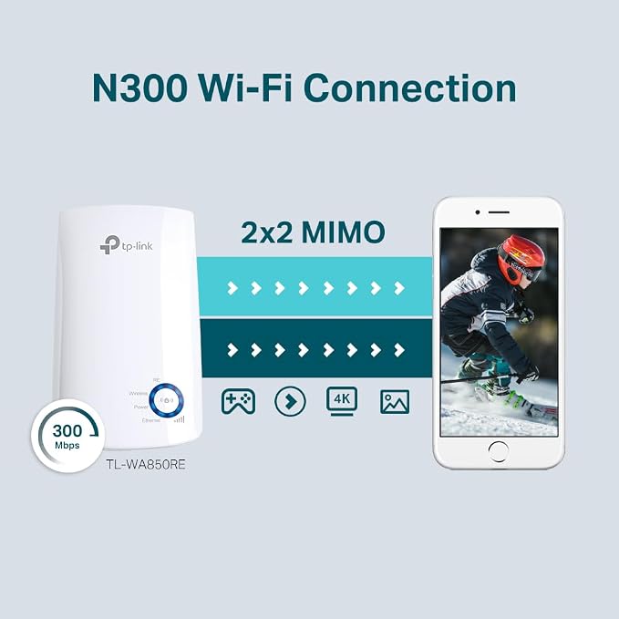 TP-Link TL-WA850RE – Wzmacniacz sygnału Wi-Fi N300, 2.4GHz, przycisk WPS, port Ethernet, wskaźnik sygnału – rozszerza zasięg Wi-Fi w domu - obrazek 7