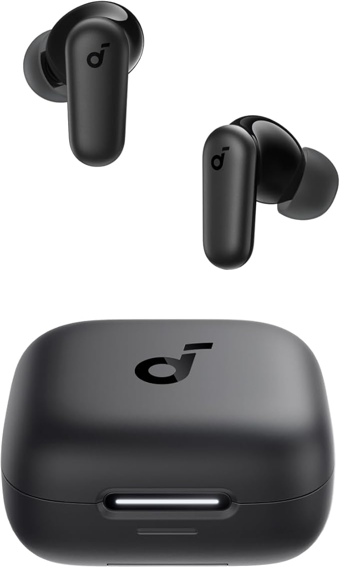 Soundcore Anker P30i bezprzewodowe słuchawki douszne z głośną i inteligentną redukcją szumów, potężny bas, 45 godzin odtwarzania, etui i uchwyt do smartfona 2 w 1, IP54, Bluetooth 5.4 (czarny) | redukcja szumów ANC, potężny bas, 45 godz. pracy, etui i uchwyt do smartfona 2 w 1, IP54, Bluetooth 5.4, tryb transparentny