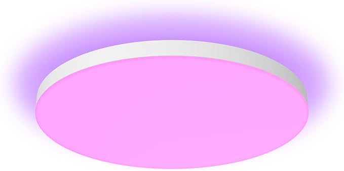 Philips Hue Datura Inteligentny Panel Sufitowy (Duży Okrągły 57,4 X 57,4 cm), Oświetlenie Sufitowe Białe i Kolorowe, Panel Philips Kompatybilny z Bluetooth, Amazom Alexa, Apple Home i Google