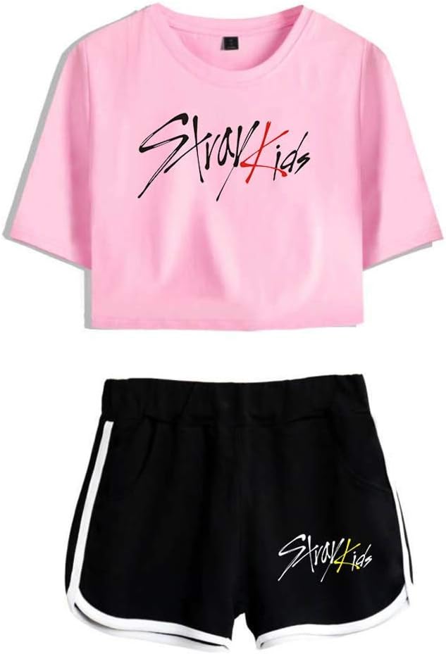 Kpop beztroski dziecięcy t-shirt dres dwuczęściowy krótki top