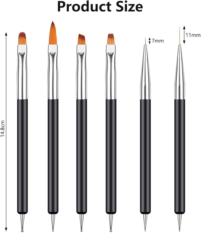 6 sztuk Pędzelki do paznokci narzędzia do manicure z kropkami - obrazek 3