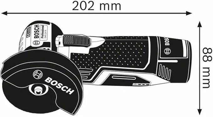 Bosch Professional system 12V: akumulatorowa szlifierka kątowa GWS 12V-76 (1 tarcza tnąca z węglików spiekanych, 2 tarcze tnące Inox, osłona) - obrazek 3