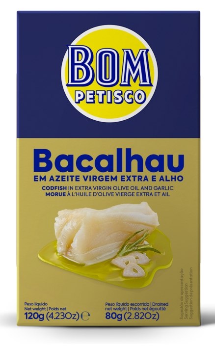 DORSZ Z CZOSNKIEM W OLIWIE Z OLIWEK EXTRA VIRGIN 120 g - BOM PETISCO