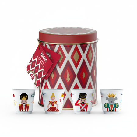 Bialetti - kawa Perfetto Moka Caramello + Zestaw 4 filiżanek Nutcracker