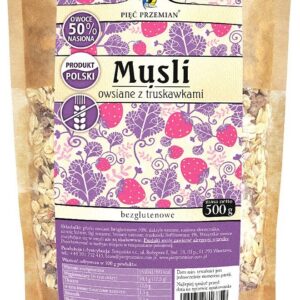 MUSLI OWSIANE TRUSKAWKOWE BEZ DODATKU CUKRÓW BEZGLUTENOWE 500 g - PIĘĆ PRZEMIAN