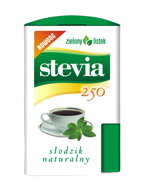 STEVIA PASTYLKI W DOZOWNIKU (250 szt.) 13 g - ZIELONY LISTEK (DOMOS)