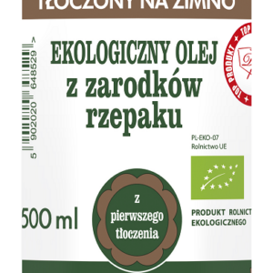 OLEJ Z ZARODKÓW RZEPAKU UNIWERSALNY TŁOCZONY NA ZIMNO OMEGA-3 BIO 500 ml - OLANDIA
