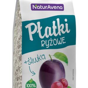 PŁATKI RYŻOWE BŁYSKAWICZNE Z ŻURAWINĄ I ŚLIWKĄ 250 g - NATURAVENA