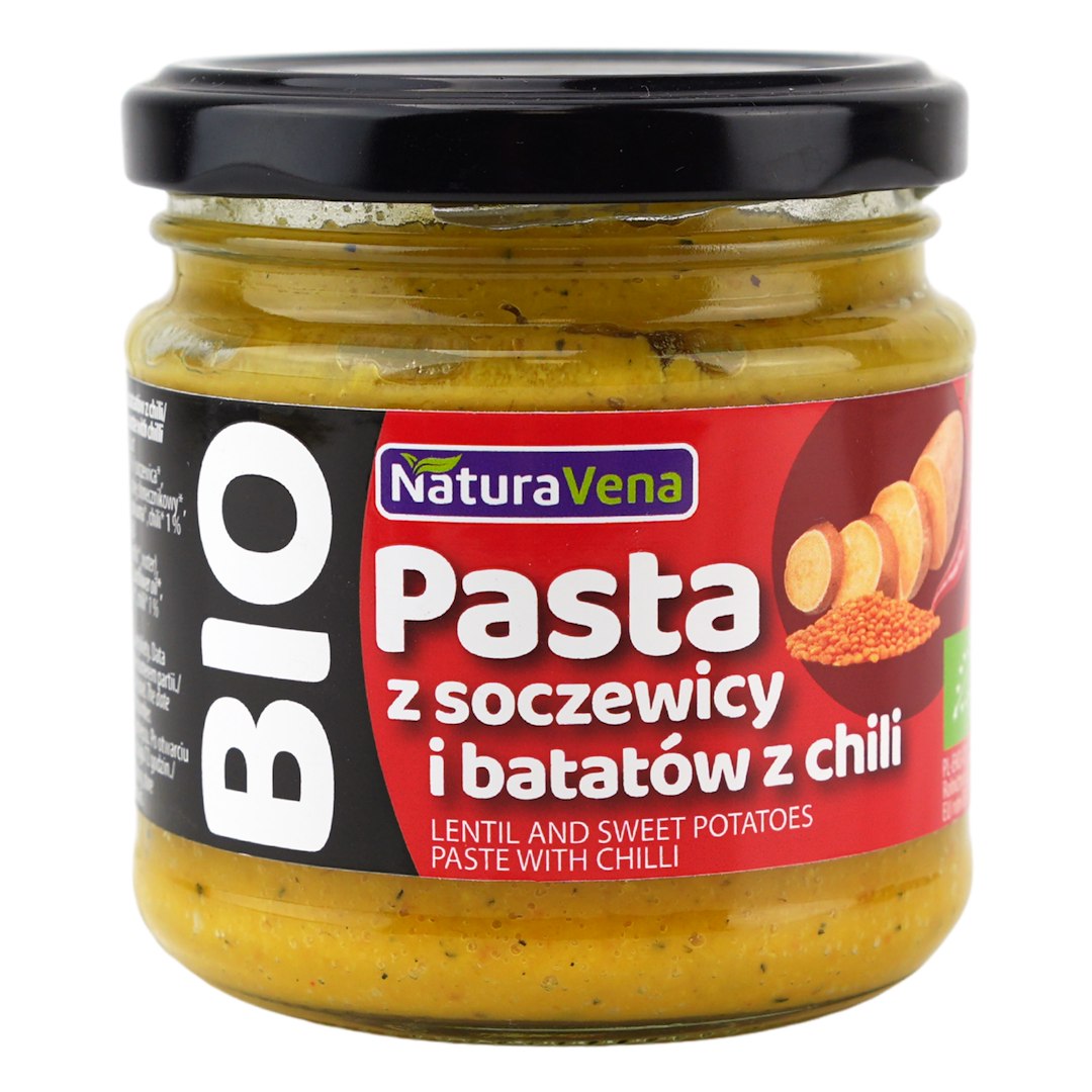 PASTA Z SOCZEWICY I BATATÓW Z CHILI BIO 185 g - NATURAVENA